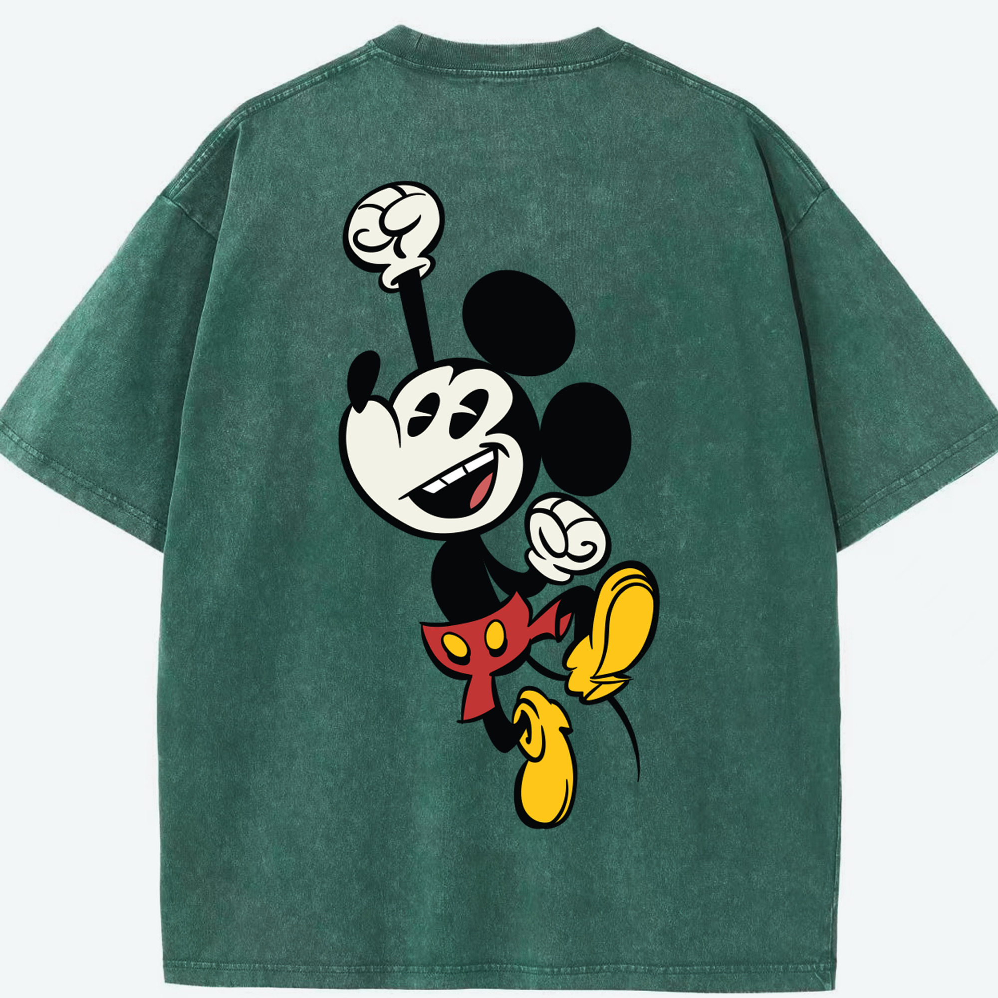 （画像用） ミッキーマウス Mickey Mouse 綿100% ヴィンテージ風 半袖Tシャツ（背面プリント）